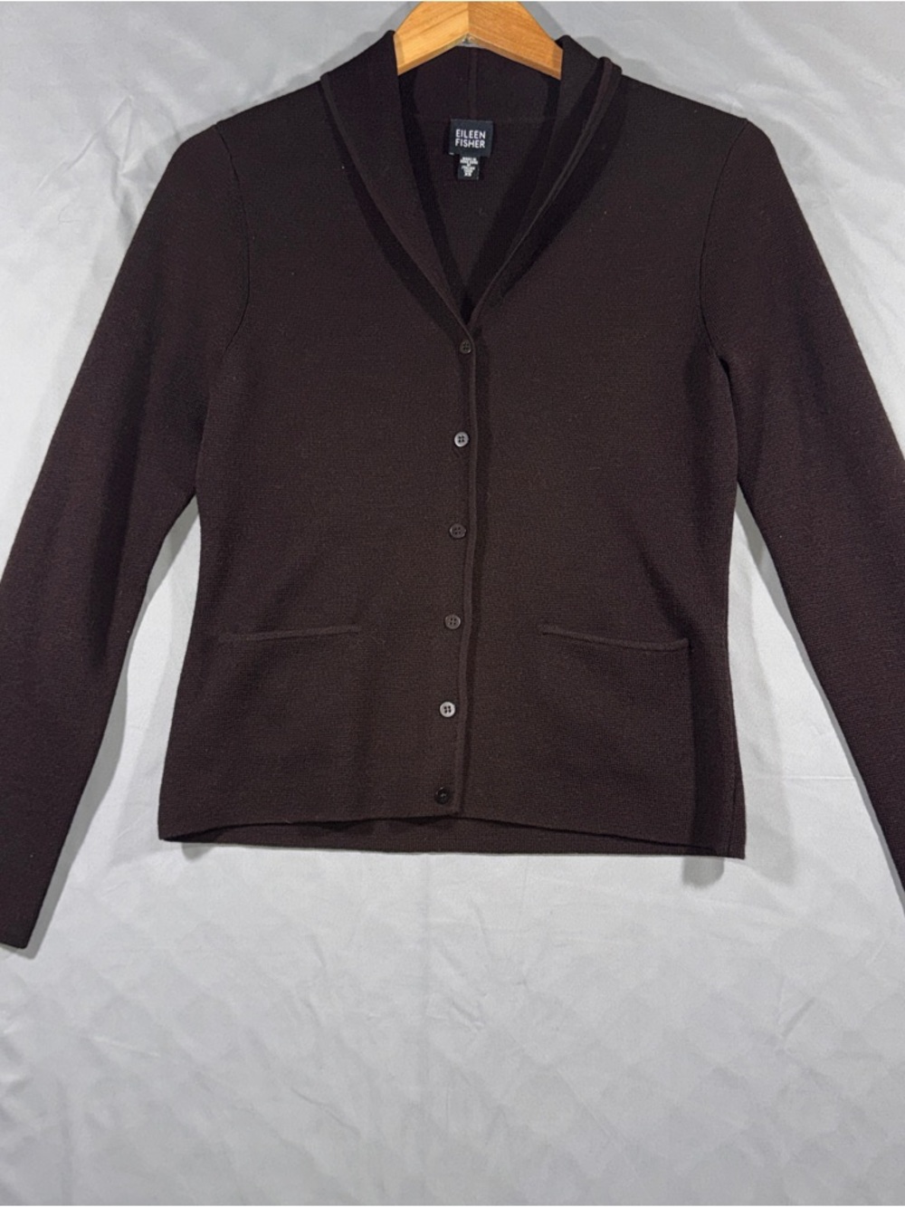Vintage Eileen Fisher Cardigan Sweater Women’s Size XS Brown 100% Wool
